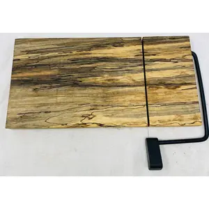 Cheese Slicer Spalted Pecan Face Grain Black Handle Cheeseboard 5722