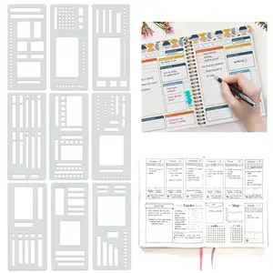 Handmade Flexible Record Template, 3-Pack Stencils Drafting Tools, Reusable Templates Planner Stencils for Journaling Checklists Boxes Lines & Daily Planning