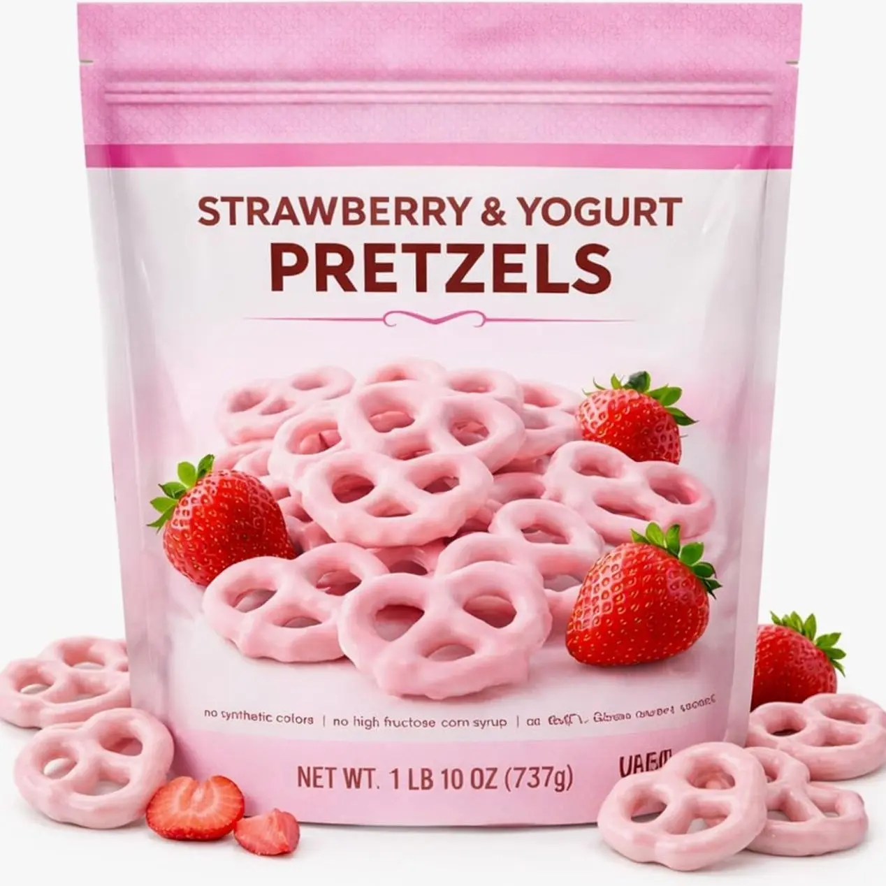 Strawberry Yogurt Pretzel Delights, Gourmet Creamy Sweet & Salty Snack Bag Treat | Valentine Day Gift Him Her Lovers - Dessert Candy Alternative