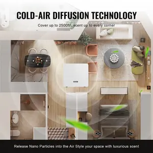 fathersdaygift VEVOR Scent Air Machine, 480ml Bluetooth Smart Essential Oil Diffuser, 2500sq. ft Waterless Scent Diffuser with Cold Air Technology, Aromatherapy Diffuser Machine for Home, Office, Hotel, Spa