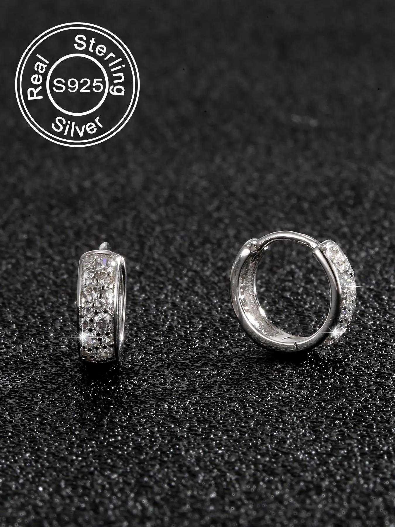 925 Sterling Silver Fashionable Rhinestone Decorated Hoop Earrings, Ear Hoops, Fashion Jewelry for Party, Daily Clothing Decor, Trendy All-match & Exquisite Jewelry for Gift