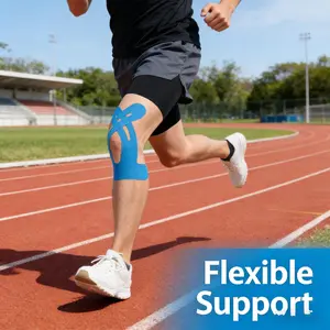 High Performance Knee Support Kit with Kinesiology Tape & Muscle Patches, Skin-Friendly Comfortable Brace for Running & Fitness