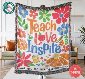 Boho Teacher Woven Blanket, Teacher Appreciation Gift