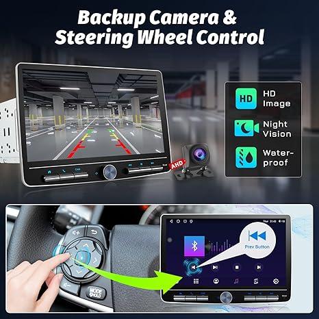 Double Din Car Stereo: 10 Inch Android Double Din Radio Head Unit Touch Floating Screen Compatible with Apple Carplay Android Auto, 8-Core 5.1 CHN Car Audio with Cam, AM/FM, Navi, SWC, MIC