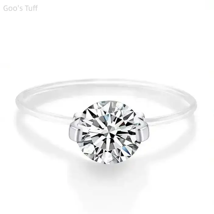 Adjustable Cubic Zirconia Ring for Women, Dainty Minimalist Sparkly Invisible Fishing Line Band for Party & Daily Wear, Cubic Zirconia Rings, Minimalist Outfits, Adjustable Open Rings, Synthetic Zirconia Ring