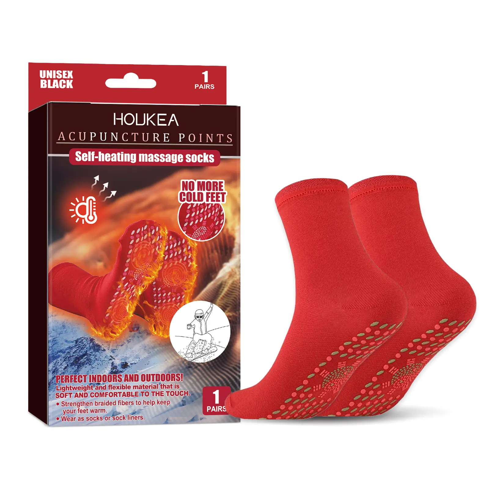 Foot Massage Warm Socks Winter Outdoor Sports Windproof Coldproof Foot Care Massage Socks