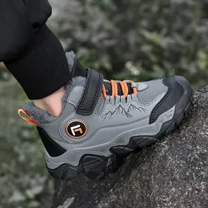 Boys' & Girls' Winter Snow Boots with Plush Lining, Geometric Pattern & Closure - Breathable Mid-Top Sneakers for Outdoor Activities, Casual & Sports Wear, Winter Boots, Youngsters Winter Footwear, Stylish Winter Footwear, Thick Sole Footwear