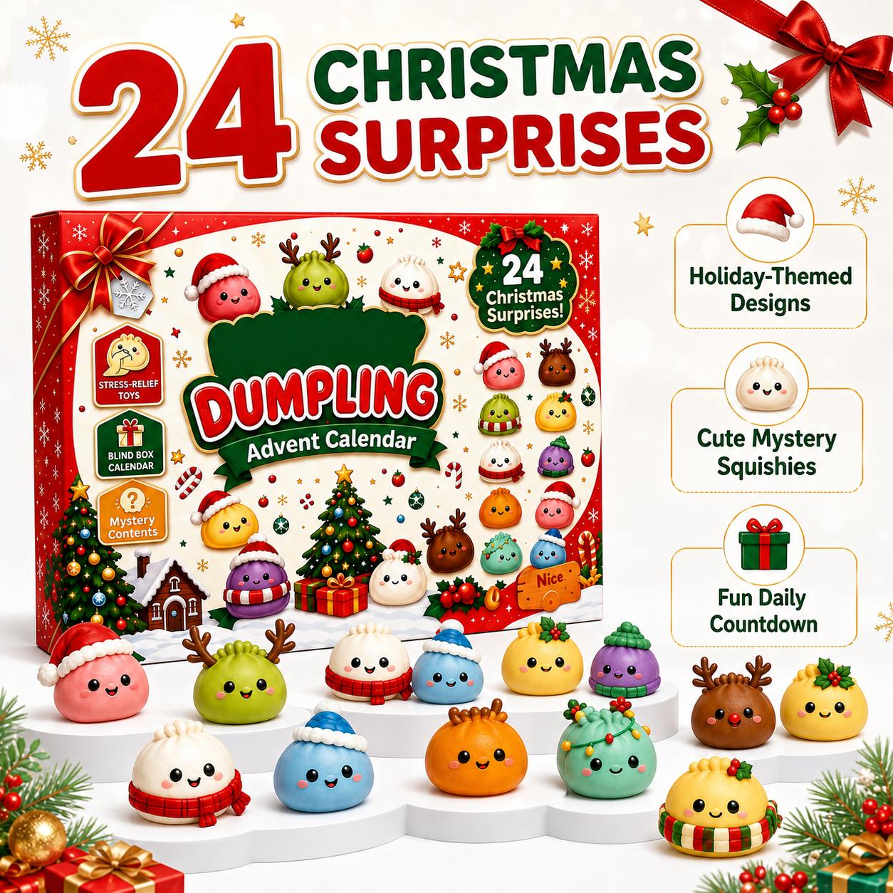 2026 Dumpling Squishy Advent Calendar - Indoor Recreation Stress Relief Toy, 24 Surprise Kawaii Mini Food Squishy Figures, Cute Christmas Countdown Holiday Gift 2026 Dumpling Squishy Advent Calendar - Indoor Recreation Stress Relief Toy, 24 Surprise Kawaii Mini Food Squishy Figures, Cute Christmas Countdown Holiday Gift