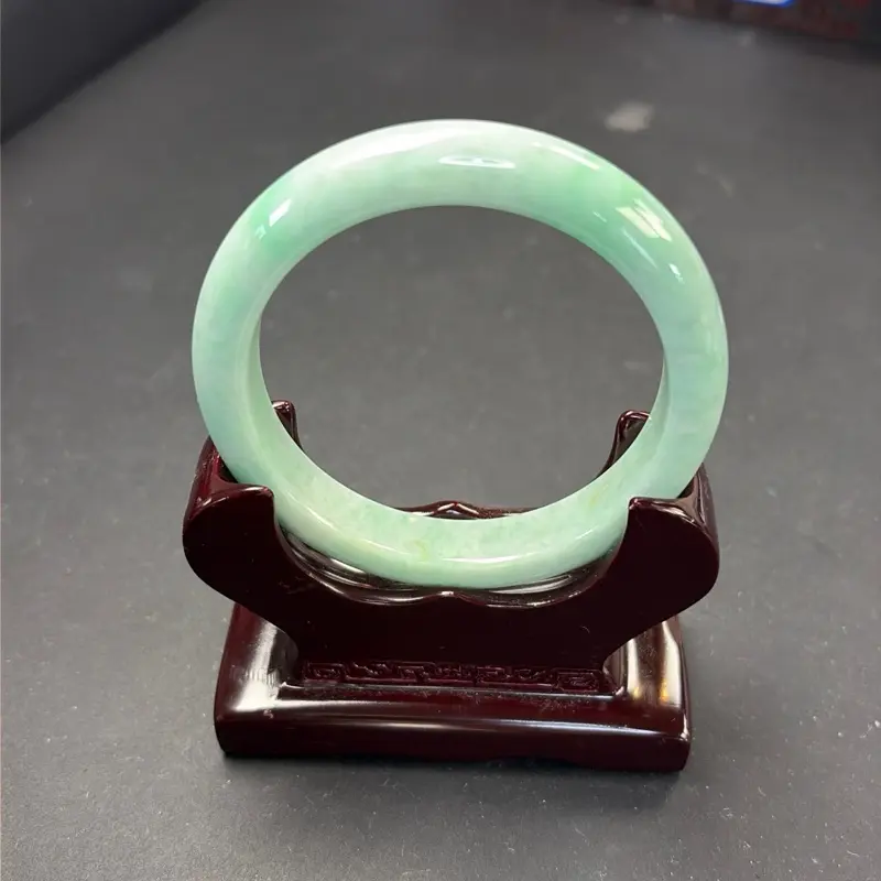 Apple Green Jade Bangle  Natural Grade A Jade | Bright & Elegant Glow | Size 57.1