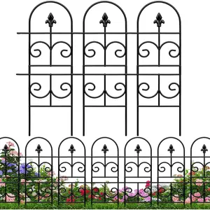 32in(H) x 10ft (L) Tall Decorative Metal Garden Fence Panels - 9 Pack Rustproof No Dig Fence  Barrier for Dogs, Outdoor Yard Fencing for Patio Flower Bed Garden & Landscape Border