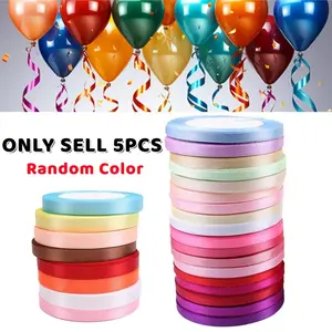 6mm/1/4in Ultra-Fine Balloon Tie Straps, 5 Rolls Mixed Colors Set, Total Length 125m/110m, DIY Gift Wrapping, Wedding Decorations, Balloon Garland