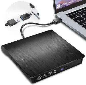 External CD/DVD Drive, Portable USB 3.0 & USB-C CD RW Drive, DVD Player, DVD Burner for Laptop, Desktop, Compatible with Windows 7/8/10/11, Mac, MacBook Pro/Air, Linux
