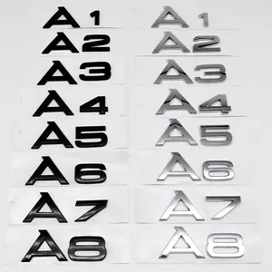 Audi Car Letter Trunk Emblem Sticker, Waterproof Scratch-Resistant Self-Adhesive Decal, Fits A1 A2 A3 A4 A5 A6 A7 A8, Car Exterior Decoration
