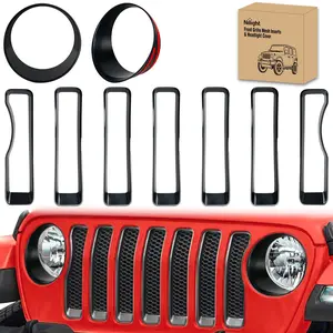 Nlilght Grill Inserts fit for Jeep Wrangler Front Grille Inserts Headlight Cover Set for JL JLU Unlimited Sport SportS 2018 2019 2020 2021 2022 2023 Grille Bezels Trim Exterior