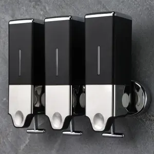 3 X 500Ml per Cup Wall Mounted Manual Soap Dispenser for Home, Bath, Kitchen, Hotels, Restaurants. Shower and Lotion Dispenser (Black) prosfalt