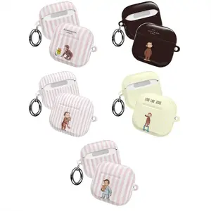 Curious George AirPods Case - Santa Hat, Soft Pastel Stripes with “Do Everything in Love,” Sweet Hug, Yellow Pastel Stripes, Bedtime Pajama, Minimal Dark Brown Background with Bible Verse, Fits AirPods 1/2/3/4