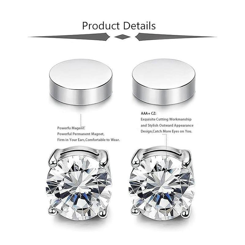 2026 New 1 Pair/2 Pairs Stainless Steel Magnetic Stud Earrings for Men Women Non Piercing Clip on Earrings silvery bangles street trend