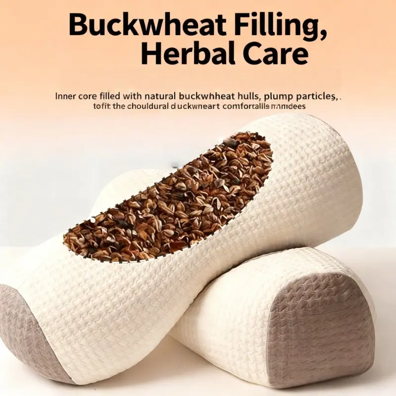 Buckwheat Pillow, Ergonomic Design, Adjustable Height Sleep Pillow, Breathable And Cool for Rest, Supports Back And Head with Removable Cover, Cervical Spine And Neck Support, Anti-Allergy Bed Pillow, Buckwheat Filling (No Additives)