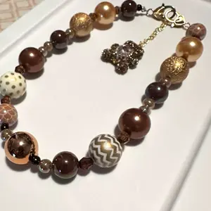 Brown-Gold Teddy Bag and Keychain