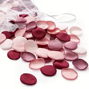 Artificial Rose Petals, Satin Fabric Silk Flower Petals for Wedding, Romantic Night Proposal Birthday Party Table Decorations, 100pcs/pack, 4 Colors, Gift Filler