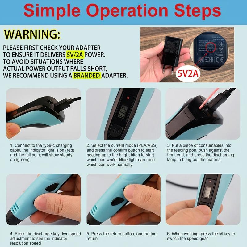 2026 NEW 3D Printing Pen Set for Kids with LCD Display PLA Filament 3 Gears Adjustable Spinning Speed Ideal for Birthdays Christmas Presents