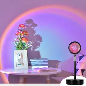 Sunset Projector Lamp with Remote Control, 180 Degree Rotatable LED Rainbow Projector Night Light, Floor Lamp with USB Port for Photography Party Bedroom Decoration