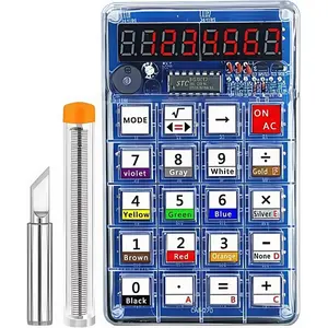 Practice Kits 7-Digit Display Electronics Calculator & Resistor Decoder, Build Electronics Projects Learn to Solder Kit for Age 8-10-12-14-16 +(red)