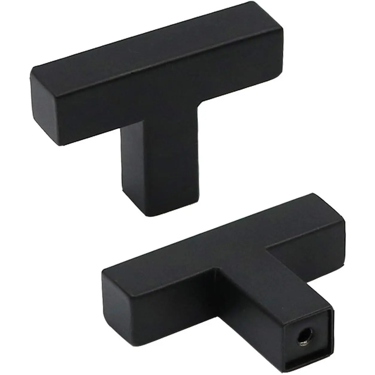 5 Pack Black Square T Bar Single Hole Knobs Cabinet Pull Drawer Handles Stainless Steel Modern Hardware for Kitchen and Bathroom Cabinets Cupboard Kitchen Cabinet Knobs