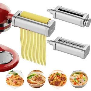 Pasta Attachment for  Stand Mixers, Including Pasta Sheet Roller, Spaghetti  and Fettuccine , 3- Stainless Steel Kitchen Pasta Maker Aid by