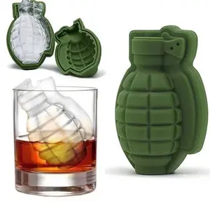 3D Ice Cube Mold Grenade Shape Maker Bar Party Silicone Trays