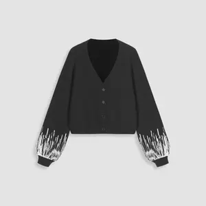 Cider [size 2-26] V-neck Sequin Sleeve Button Cardigan