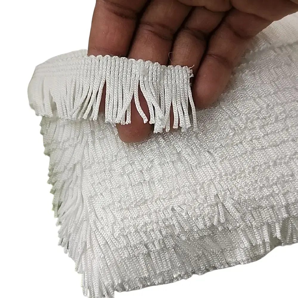 1" Chainette fringe trim white sold by the yard