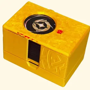 Amber Lorcana Deck Box with Lore Counter Token Tray & Card Storage Holds 60 Double Sleeved Cards Super Strong Magnets