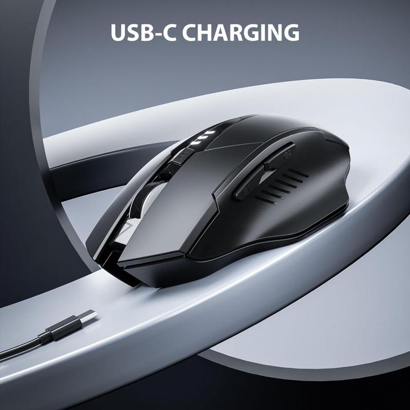 Wireless Rechargeable Mouse, Upgraded Visible Battery, 2400 DPI, Silent Ergonomic Design For Laptop, Mac, PC etc.