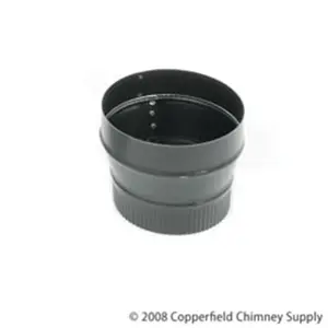 212 MAIN Crimp-On Stovepipe Expander Increaser, 24-Ga Snap-Lock Black Venting Accessory, 6-in to 7-in Diameter (Crimped on Small End) - Venting Accessories