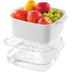 8.2 Quart Kitchen Colanders Bowl Set, 2 in 1 Fruit Vegetable Washing Food Strainers, Large Plastic Double Layered Strainer Basket for Pasta, Spaghetti, Berry, Salads, BPA Free