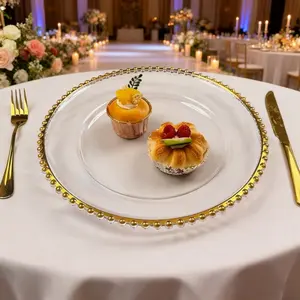 JIT 34 pcs Gold Ray Charger Plates,Round Plastic Reef Plate Chargers for Dinner Plates,Christmas Wedding,Party Elegant Decoration Place mats 13inch/33cm