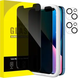 【2+2】Privacy Screen Protector for iPhone 16 15 14 13 12 11 with Camera Lens Protector, Anti-Spy Tempered Glass Film