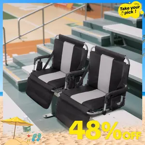 PHI VILLA Stadium Seat for Bleachers Portable Outdoor Floor Folding Stadium Chair with Armrest, Back Support, Cup Holder, Mesh Bag and Hide Hooks