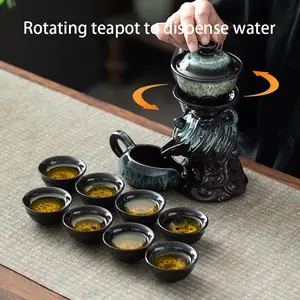 Ceramic Tea Set, 1 Set Including Tea Pot & 8 Tea Cups & Tea Tray, Creative Tea Making Tool for Home Office Use, Birthday Gift