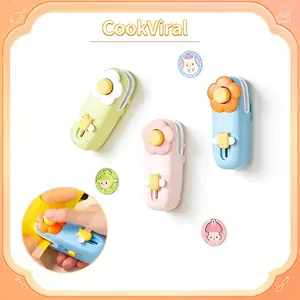 Mini Snack Bag Sealing Machine 2-in-1 New Style Flower-Patterned Heat USB Rechargeable Snack Bag Sealer with Cute Refrigerator Magnet Portable for Picnics