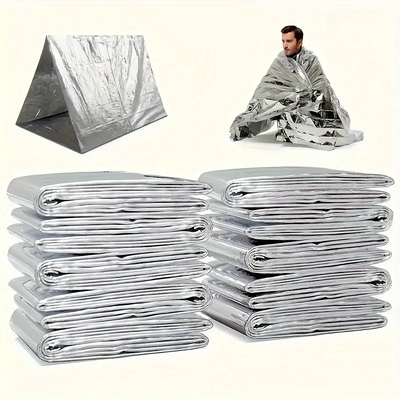 Super Z Outlet Emergency Silver Mylar Thermal Compact Waterproof Blankets for First Aid Kits, Natural Disasters Equipment, Retain Body Heat, Keeps You Warm130*210cm