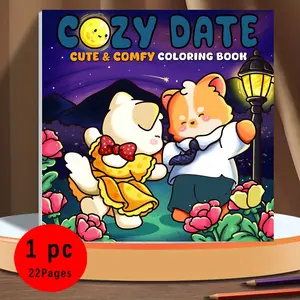 Cozy Date Cute & Comfy Coloring Book: Easy to Color 22 Bold & Easy Romantic Animal Couple Pages, Romantic Themes, 120gsm No Bleed Thick Paper, Stress Relief Fun and Relaxing ASMR Art, Therapeutic ASMR Art for Adults & Kids, Perfect Gift