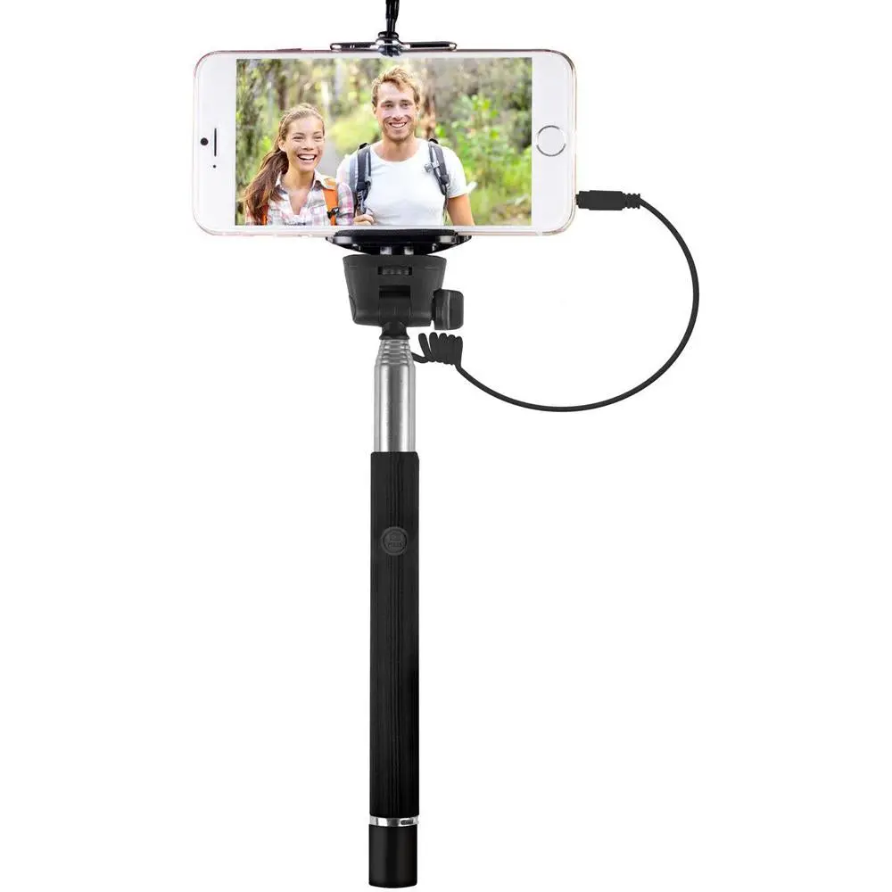 Vivitar Cellphone Monopod Selfie Wand, Portable Smartphone Accessories with Built-In Shutter Button (Black) VIV-TR-365-BLK