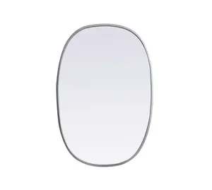 Elegant Decor MR2B2030SIL Silver 20x30 in. Iron-MDF Metal Frame Oval Mirror, Aesthetic Curved Fancy Wall-Mounted Mirror for Home Decor