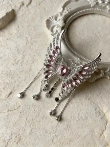 1pc/5pcs Heart Wings Rhinestone Alloy Focal Beads with Bling Sparkly Rhinestone Chains for Pens Colorful Wing Fancy Beads for DIY Craft Beadable Pens Bracelet Necklace Earrings Keychain Jewelry Making