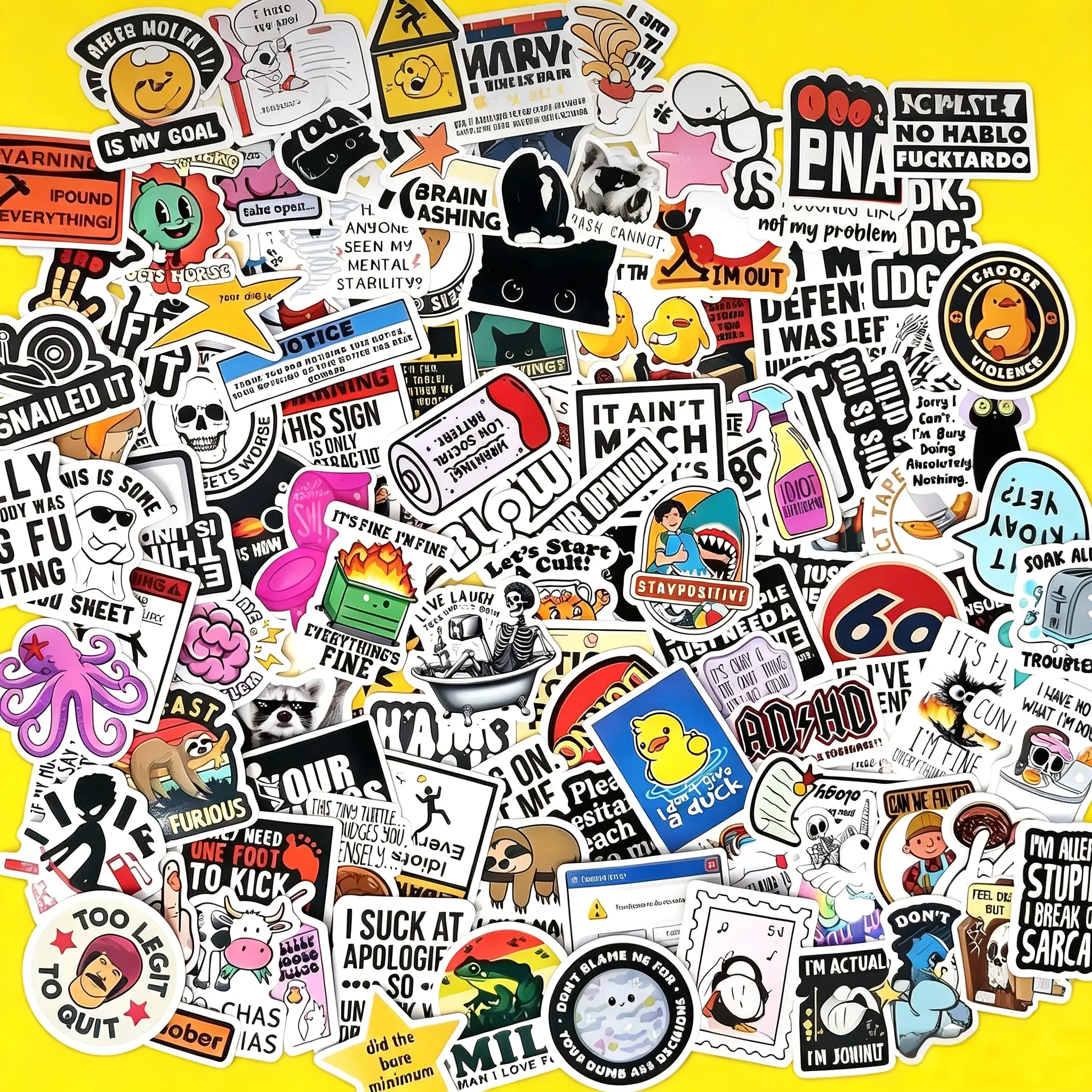 400PCS Funny Saying Sticker Pack - Snarky,Sarcastic Bold Humor Vinyl Waterproof Memestickers for laptop, computer, water bottle, ipad,phones bumper folding chair sticker pack