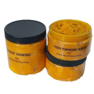 Yuzu Turmeric Scrub 4 oz & 8 oz Jar - Sugar Scrub with Sunflower Oil, Rice Bran Oil & Turmeric for Exfoliating, Moisturizing & Brightening Skin