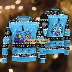 John Ackley Tiger Derpy Christmas Sweater Demon Derpy And Sussie Holiday Sweatshirt Anime Kpop Fan Shirt Friends Christmas Gifts Long Sleeve Crewneck Jumper