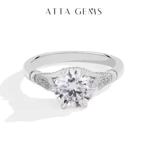 2CT Round Shape Synthetic Moissanite ring for Women Engagement Gift Classic Fine Jewelry R169